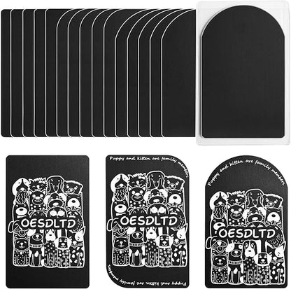 Thick Aluminum Metal Business Cards Anodized Aluminum 86 X 54 X 0.8mm 15 pcs Include Protector Sleeves (Different Shapes Black)