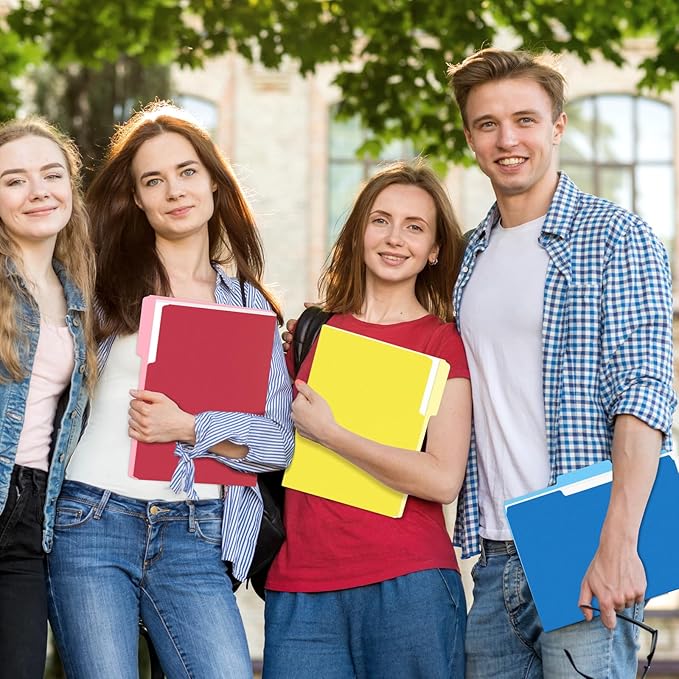 SUNEE File Folders, 30 Pack Manilla Folders 8.5 x 11, Colored File Folders Home Office School Supplies for Documents Files Paper, Red