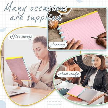 PerKoop 12 Pack 480 Sheets Colored Discbound Refill Paper 8.5 x 11 Inch College Ruled 11 Disc Letter Size Lined Paper Multicolored Refill Notebooks Disc Paper for Refill Paper Journaling (Poi Color)