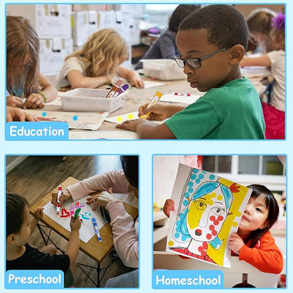 100 Pack Dot Markers, 10 Assorted Colors, 10 Sets x 10 Colors Washable Dot Paint Markers for Toddlers Kids Preschool, Paint Bingo Daubers Supplies, Crafts Kits Coloring Set, Non Toxic Water-Based