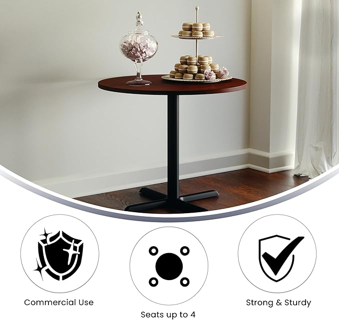 Flash Furniture Chapman 36" Round Multipurpose Conference Table, Business Meeting Table for Office and Conference Rooms, Cherry