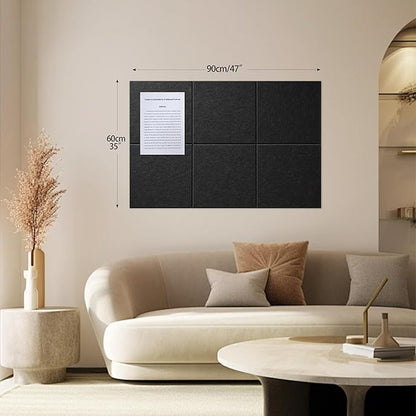 Large Felt Bulletin Board(36" x 24"),Cork Board Alternative,6 Pack Felt Wall Tiles with Safe Removable Adhesive Tabs,Notice Pin Board/Message Board/Vision Board for Office, School & Home