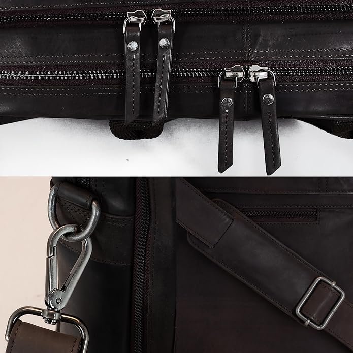 Marc Peter Hamilton Real Leather Business Bag for Men and Women | 15.6 inch Laptop Bag | Shoulder Bag for Men