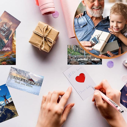 Jinei 300 Inspirational Affirmation Cards Positive Motivational Cards Small Mini Encouragement Quotes for Women Mother's Day Church(Scenery Style)