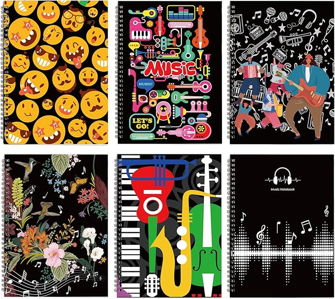 MAXCURY Blank Sheet Music Composition Manuscript Staff Paper Art Music Notebook Black 100 Pages 26x19cm (Flora)