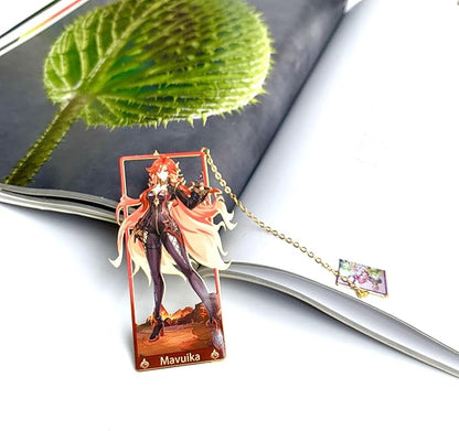 Genshin Impact Mavuika Metal Bookmark - Anime Figure Merch with 3D Display Box - Birthday Gifts for Fans Friends Gamer Book Lovers - Zllada