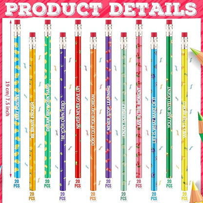 Gersoniel 240 Pcs Scented Pencils Bulk for Kids Inspirational Motivational Cute Fun Fruit Wood Smelly Graphite Pencils with Erasers for School Classroom Office Students Girls Boys Gifts Supplies