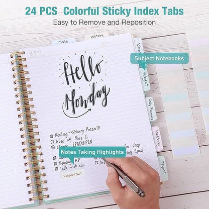 Spiral Notebook, College Ruled Notebook, 8.5" x 11", 300 Pages Leather Journals for Writing, A4 Hardcover Journaling Notebooks for Work School, 24pcs Tabs, Large Embossed Journal for Women Men, Blue