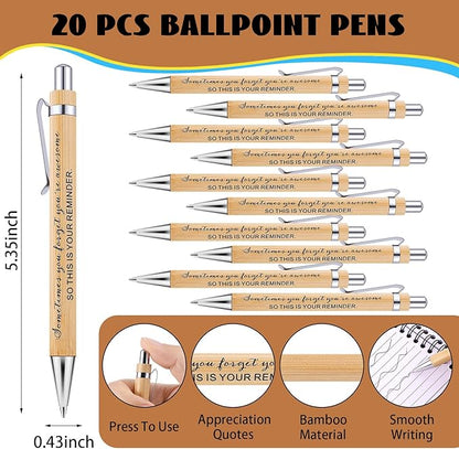 20 Sets Employee Appreciation Gifts Inspirational Spiral Notebooks with Sticky Notes Notepads Motivational Bamboo Ballpoint Pens for Nurse Coworker Teacher (SOMETIMES)