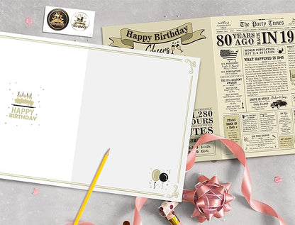 Funny 80th Birthday Gifts for Women Men, Jumbo 80th Birthday Card for Mom Dad Grandma, Gifts for 80 Year Old Man Woman Parents, Vintage Back in 1945 Birthday Cards Gifts, 80th Birthday Decorations
