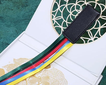 Bible Ribbon Bookmark Artificial Leather Multiple Page Marker with 5 Color Ribbons for Book Lover Reader Teacher Student Christmas Gift (Black)