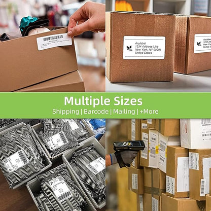 4" x 6" Fanfold Direct Thermal Labels for White Mailing Address Postage Shipping Commercial Grade Compatible with Zebra & Rollo & MUNBYN Label Printer (4 Stacks, 2000 Labels)