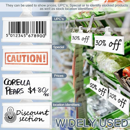 100 Pieces Plastic Wire Shelf Label Holders, Reusable Price Label Holder with locks, Label Display Holder for Retail Supermarket Department Store(3'' x 1.4'')