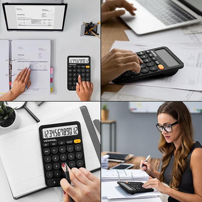 Standard Calculator 12 Digit,6.2 * 4.2in Desktop Large Display and Buttons,Calculator with Large LCD Display for Office,School, Home & Business Use,Automatic Sleep,15 °Tilt Screen