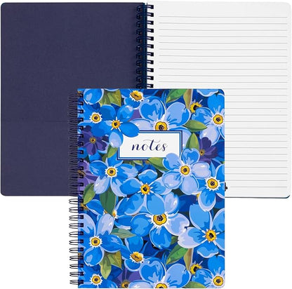 Steel Mill & Co Cute Mini Spiral Notebook, 8.25" x 6.25" Journal with Durable Hardcover and 160 Lined Pages (Forget Me Not)