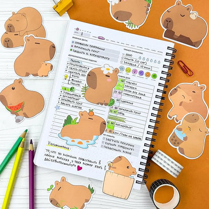 30 Pack Capybara Sticky Notes - Cute Cartoon Capybara Self Sticky Notepads Writing Memo Pads Animal Page Marker for Office School Student Birthday Party Favors Goodies Bag Fillers 600 Sheets