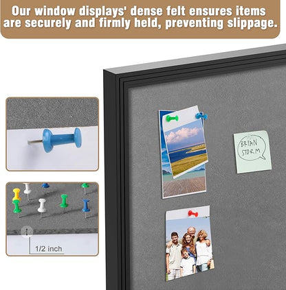 48"x30" Enclosed Bulletin Board, Outdoor Lockable Weather-Resistant Aluminum Cork Noticeboard for School & Office, Black Frame w/Grey Flet