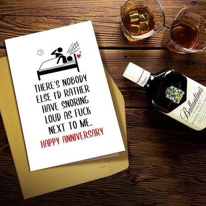 Funny Anniversary Card for Husband Wife, Humorous Snoring Anniversary Card, Cute Anniversary Card for Him Her