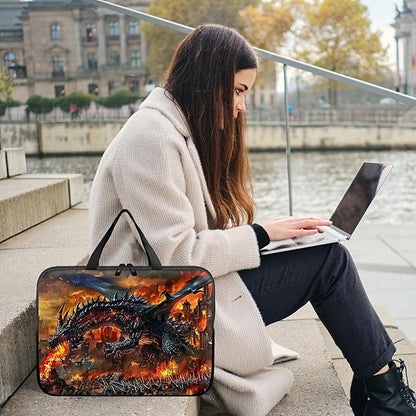 Universal Tablet Laptop Sleeve Case 10 inch, Fire Fierce Dragon Slim Carrying Case Durable Handbag Travel Laptop Bag for 7 to 10-inch Laptops/Notebook/Kids Tablet/ipad/eBook Readers