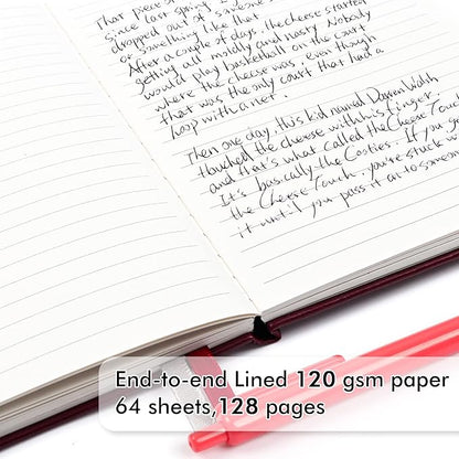 12 Pack Notebooks Journals Bulk with 12 Black Pens, Feela A5 Hardcover Notebook Classic Ruled Journal Set with Pen Holder for School Business Work Travel Writing, 120 GSM, 5.1”x8.3”, Wine