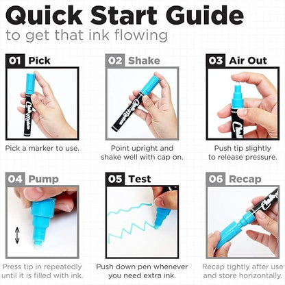 5 Black Chalkboard Chalk Markers - Black Dry Erase Markers for Blackboard, Chalkboard Signs, Windows, Glass | Variety Pack - Fine & Jumbo Size Ink Pen (1mm, 3mm, 6mm, 10mm, 15mm)