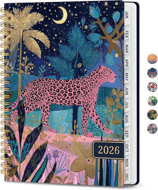 2026 Planner, Aesthetic Weekly and Monthly Planner for Women, Jan 2026 to Dec 2026, Hardcover 2026 Calendar Book with Monthly Tabs, Inner Pocket, Perfect for Office Home School - A4 (8.5" x 11"), Midnight Jungle