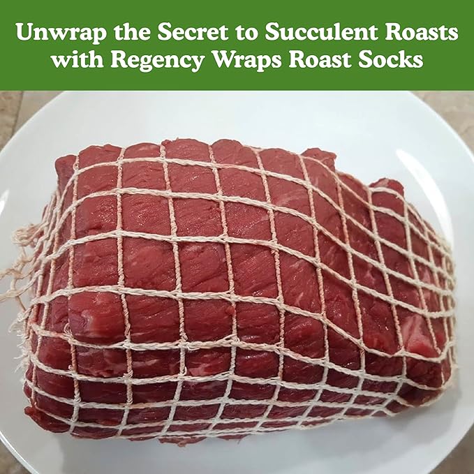 Regency Wraps Roast Socks Elasticized Twine Tube For Forming Meat, Stuffed Chicken Breast, Tenderloin, Natural, 2 Sizes (5 of Each Size), Pack of 10