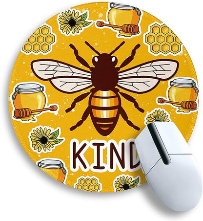 Gctriki Bee Small Mouse Pad with Stitched Edge Non-Slip Rubber Base, Funny Round Mousepads for Desk Computer Gaming Office Laptop, Cute Home Office Decor Desk Accessories Supplies