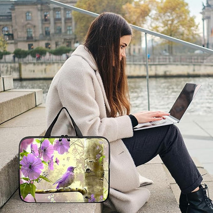 Universal Tablet Laptop Sleeve Case 10 inch, Purple Florals Hummingbird Slim Carrying Case Durable Handbag Travel Laptop Bag for 7 to 10-inch Laptops/Notebook/Kids Tablet/ipad/eBook Readers