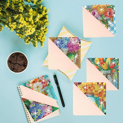 Diamond Art Painting Bookmarks,8Pcs DIY Cute Diamond Art Kits for Adults, Corner Bookmarks Small Crafts Kit for Women Book Lovers (Vase Flower)