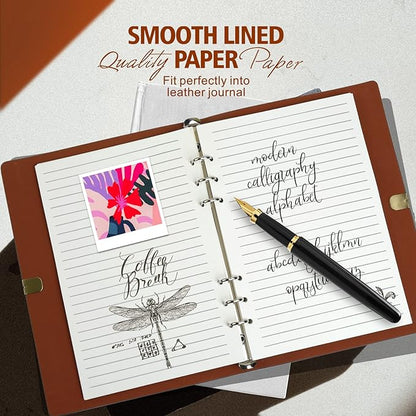 A5 Refill Paper, A5 Loose Leaf Binder Paper for A5 Binder, A5 Planner Inserts, A5 Lined Paper Refill, 6 Ring A5 Paper Refill for A5 Binder Refillable Notebook Journal, 140 Sheets/280 Pages