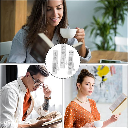 5 Pcs Christian Gifts for Women Metal Religious Bible Verse Bookmark Gifts for Friend Inspirational Christian Bookmarks with Church Cross Chain Scripture Bookmarks for Men Bulk Gift(Silver)