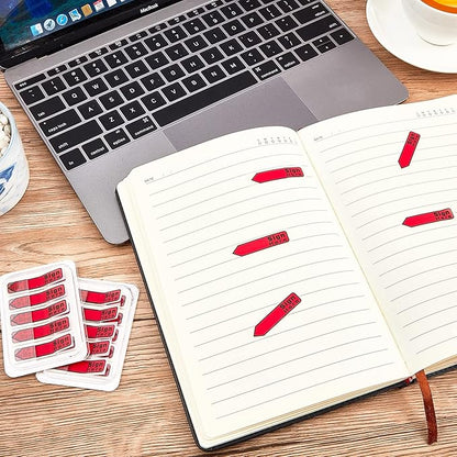 Colarr 10 Pack 1000 Pieces Sign Here Date Tabs Sign Here Date Stickers Flags Please Message Flags for Office Notebook Annotating Books Notary Books(Red,Cute)