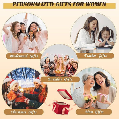 YOOLIFE Christmas Gifts for Women - Initial Jute Tote Bag & 2 Makeup Bags Birthday Gifts for Women Mom Teacher Friend Sister