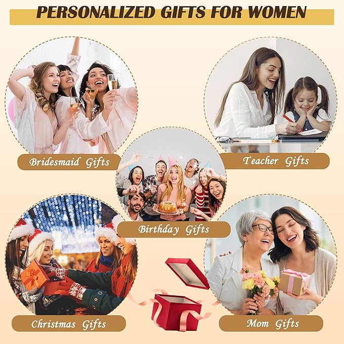 YOOLIFE Christmas Gifts for Women - Initial Jute Tote Bag & 2 Makeup Bags Birthday Gifts for Women Mom Teacher Friend Sister