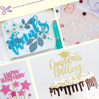 Simetufy Glitter Cardstock Paper, 60 Sheets 20 Colors, Colored Cardstock for Cricut, Premium Glitter Paper for Crafts, A4 Glitter Card Stock for DIY Projects, Sparkly Paper for Card Making, 250 GSM