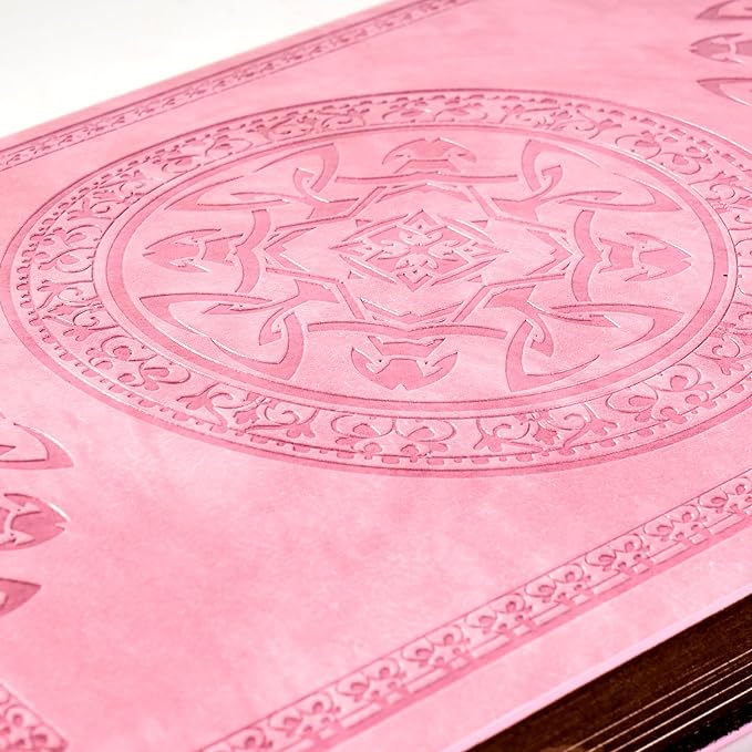 CAGIE Lined Journal for Men Soft Cover Notebook Leather Journals for Writing, 180 Lay Flat Vintage Mens Journal Personal Diary, 5.7'' X 8.3'', Pink