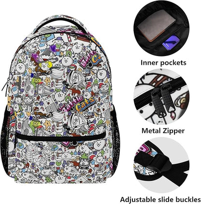 Cat Gaming Backpack Kids School Bag Lightweight Daypack Travel Laptop Bag Women Men Bookbags