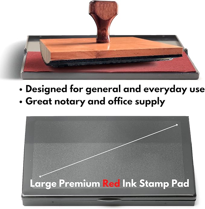 Ink Pad for Rubber Stamps, Stamp Pad for Clear Impression Stamping, Quality Felt Pad Black Ink, Red Ink, Blue Ink (Red, L (3.5 * 6.3))