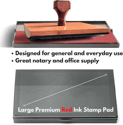 Ink Pad for Rubber Stamps, Stamp Pad for Clear Impression Stamping, Quality Felt Pad Black Ink, Red Ink, Blue Ink (Red, L (3.5 * 6.3))