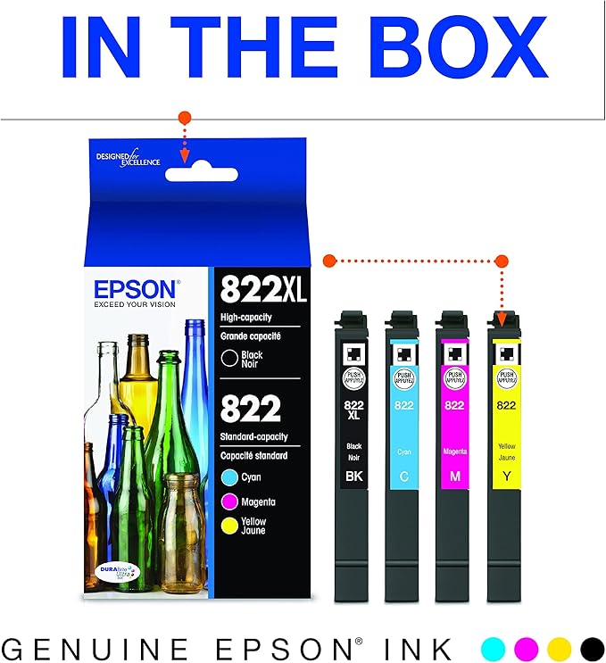 Epson Workforce Pro WF-4830 Wireless All-in-One Printer with Auto 2-Sided Print & EPSON T822 DURABrite Ultra Ink High Capacity Black Cartridge & EPSON T822 DURABrite Ultra Ink High Capacity Black