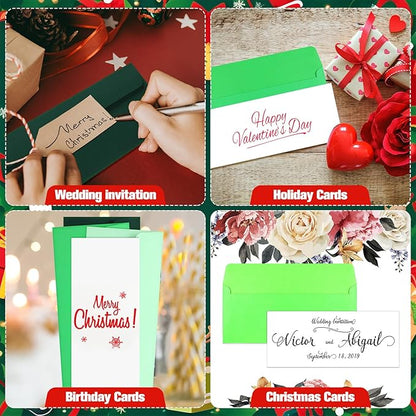 Outus 500 Pcs #10 Business Envelopes Adhesive Standard Envelopes Colored Envelopes for Office Check Invoices Letters Letterhead Invitations Announcements 4-1/8 x 9-1/2'' (Green Series)