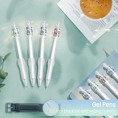 Gel Pens Office School Supplies Gifts for Women Men, Rotating Stress Relief Pen, 8 Pcs 0.5mm Black Ink Pens, Quick Dry Pens For Journaling, School Supplies for Teenagers (Colorfuls Non-Mute)