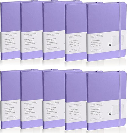 Lined Journal Notebook, 10Pack(Mauve), 160 Pages, Medium 5.7 inches x 8 inches - 100 gsm Thick Paper, Hardcover