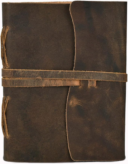 LEATHER VILLAGE Leather Bound Journal - Rustic Brown, 13"X8", 220 Pages - Vintage Blank Paper Diary for Writing, Drawing, Sketchbook, and Travel Notebook - Ideal for Women and Men