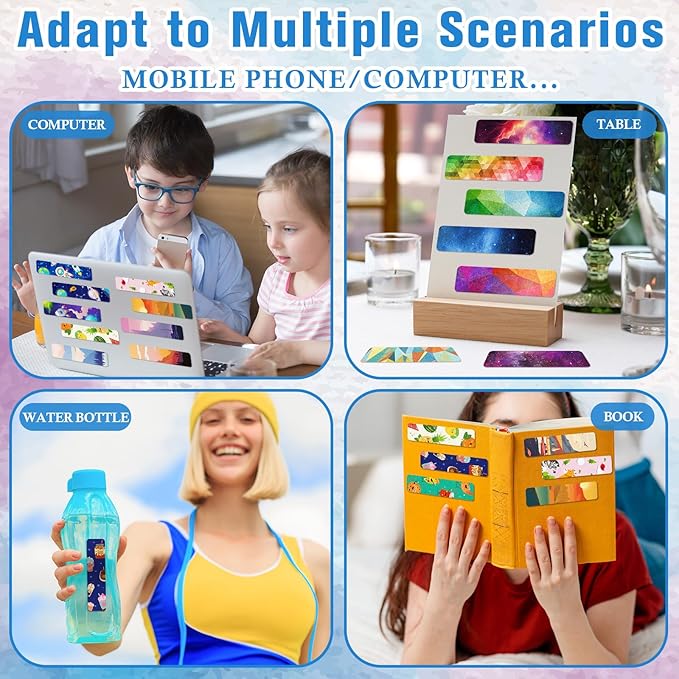 80 Pcs Anxiety Sensory Stickers with Inspirational Quotes Calm Textured Strips Relief Mental Health Stickers School Office Adhesive Sensory Tape Anti Stress Toys for Adults Teens (Shiny)