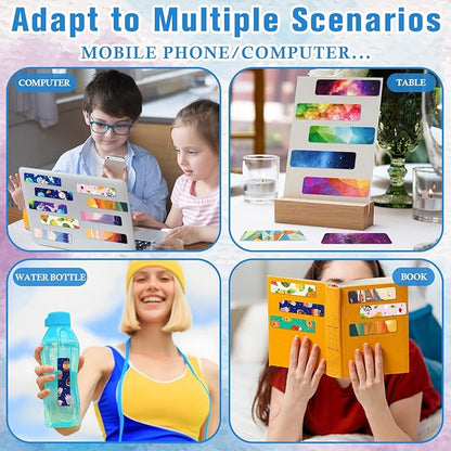 80 Pcs Anxiety Sensory Stickers with Inspirational Quotes Calm Textured Strips Relief Mental Health Stickers School Office Adhesive Sensory Tape Anti Stress Toys for Adults Teens (Shiny)