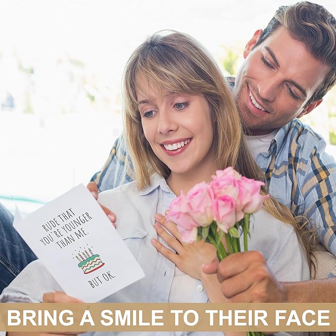 Funny Birthday Cards For Women Men, Happy Birthday Greeting Card for Her Sister Girlfriend, Husband Wife Birthday Gift, 30th 40th 50th 60th Blank Birthday Card for Best Friend with Envelope & Sticker