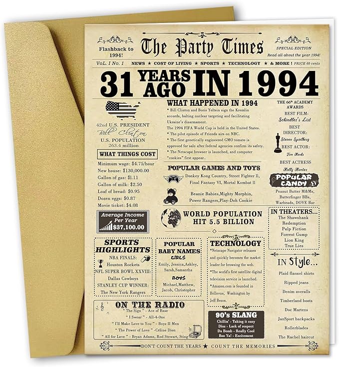 Funny 31st Birthday Card Gifts for Women Men,Large 31 Year Old Birthday Decorations Gifts for Her Him,Happy 31st Anniversary Wedding Gifts Card for Husband Wife