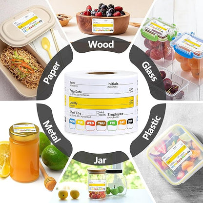 Restaurant Quality Shelf Life Food Rotation Labels, 2” x 3” Self-Adhesive Removable Freezer Food Labels Stickers, Perfect for Reusable Containers, Food Date Sticker (Large, Count, 2)